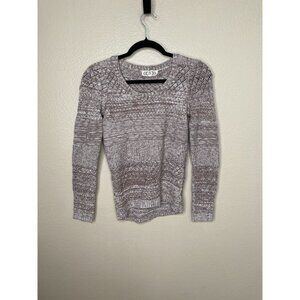 Pink Rose Women’s Medium Brown‎ Beige Knit Sweater Long Sleeve Scoop Neck Cotton